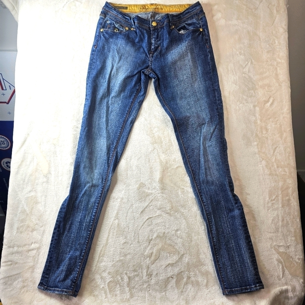Pepe Jeans London Skinny Jeans Women’s 30 medium blue Wash gold accent buttons